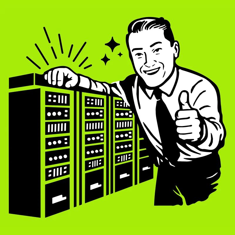 Retro IT Admin Smiling – Vintage Tech Support