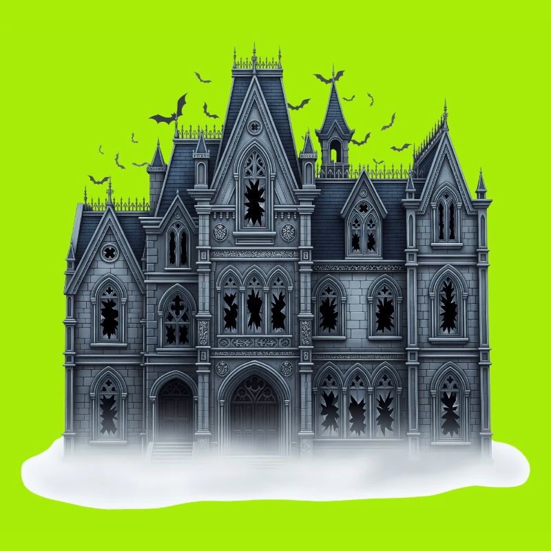 Gothic Haunted House Illustration
