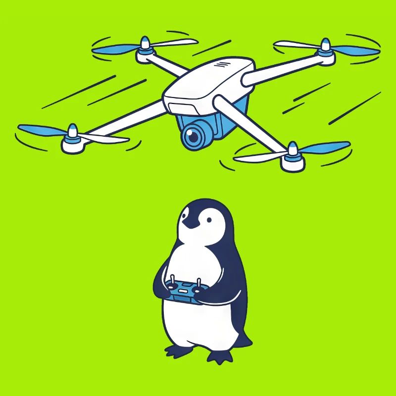 Drone et pingouin