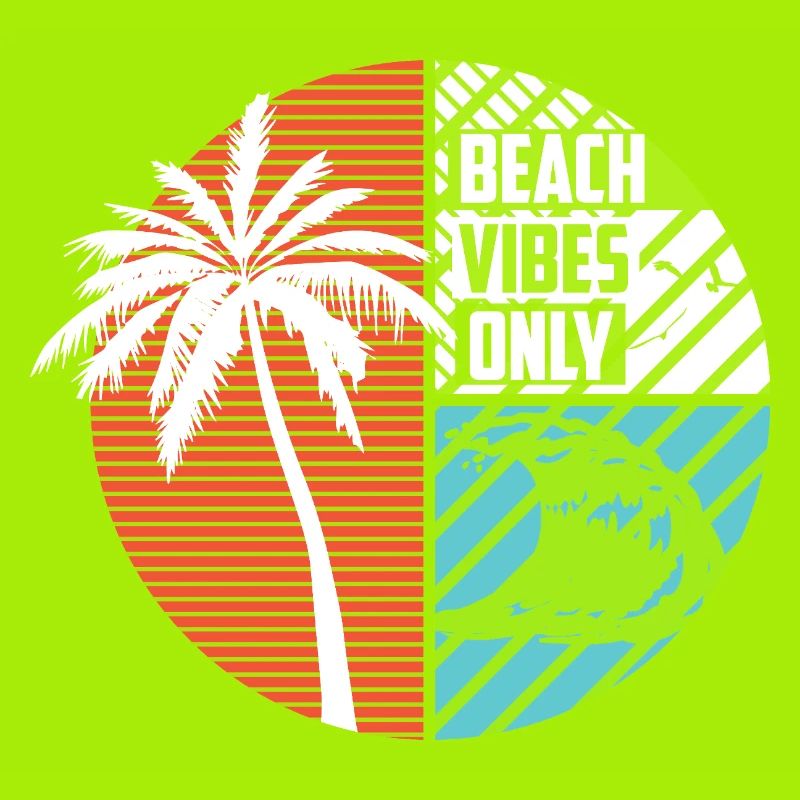 Beach Vibes Only Tropical Palm Circle Design