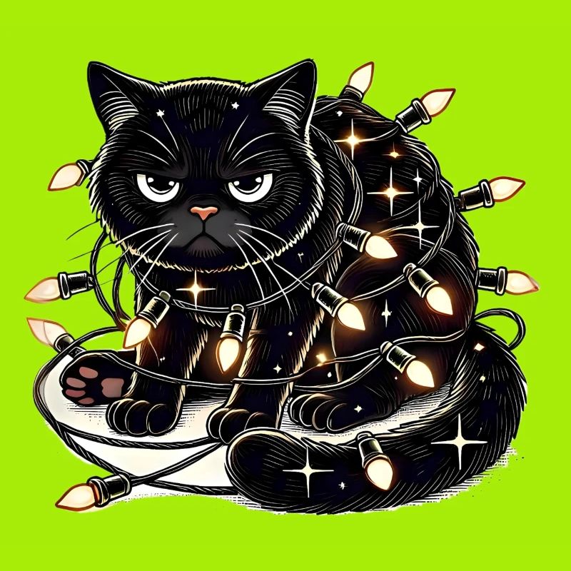 Grumpy Christmas Cat. Meow but please without tinsel