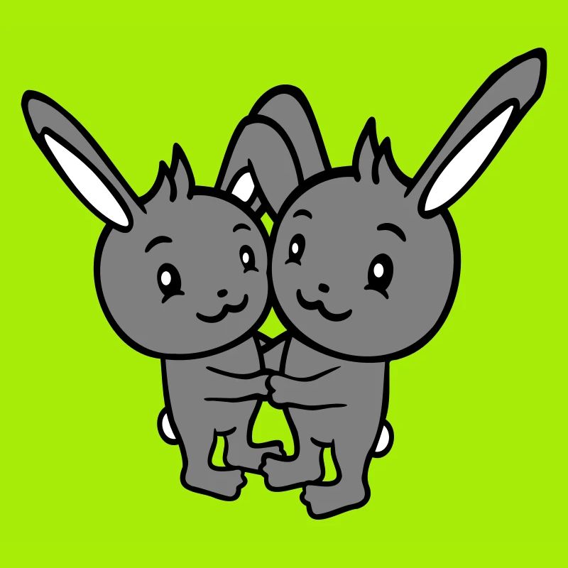 2 lapins deux amis équipe équipage couple câlin mignon