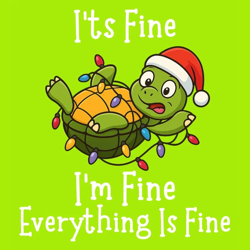 Funny Christmas Turtle It's Fine Everything fine