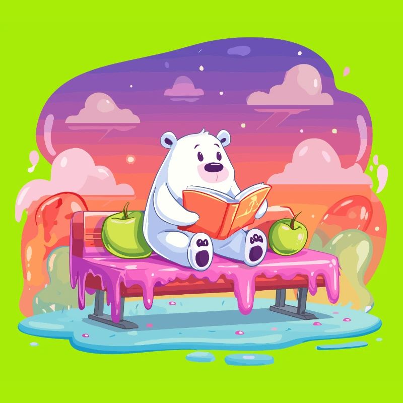 Lesender Eisbär im Farbtraum