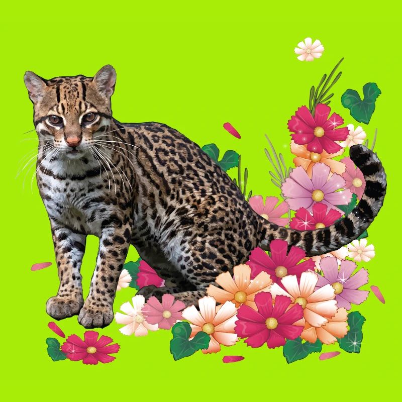 Léopard fleuri avec des fleurs