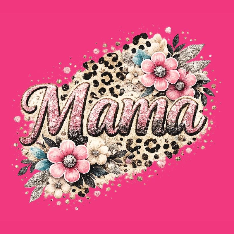 Mama Glitter Leopard Blumen Muttertag Geschenk 