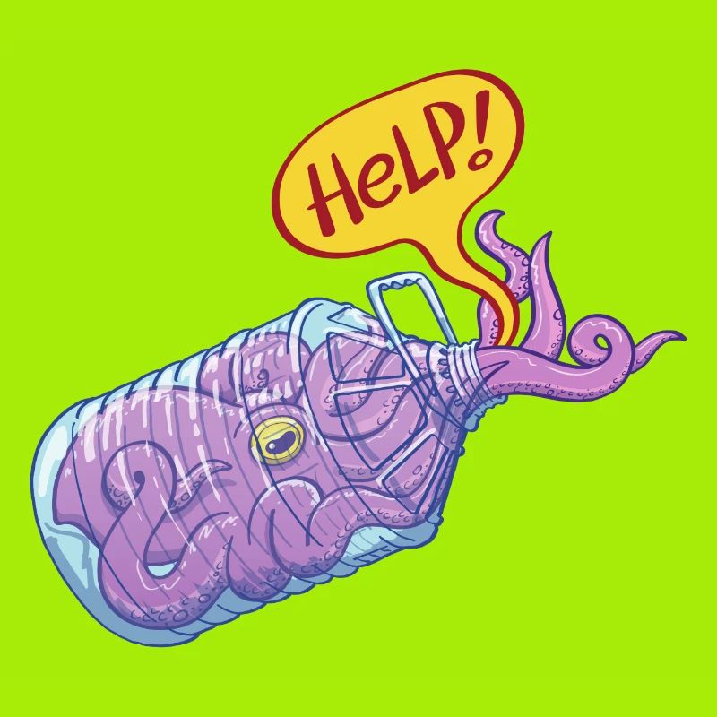 Octopus inside plastic bottle asking for help