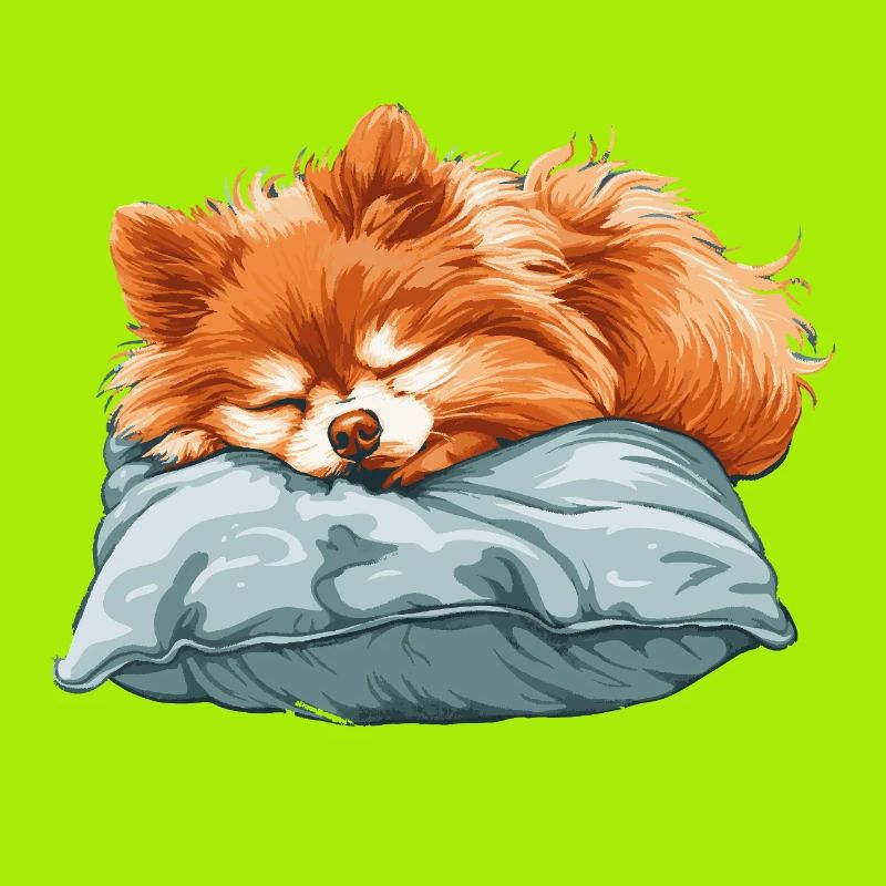Sleeping Spitz on pillow