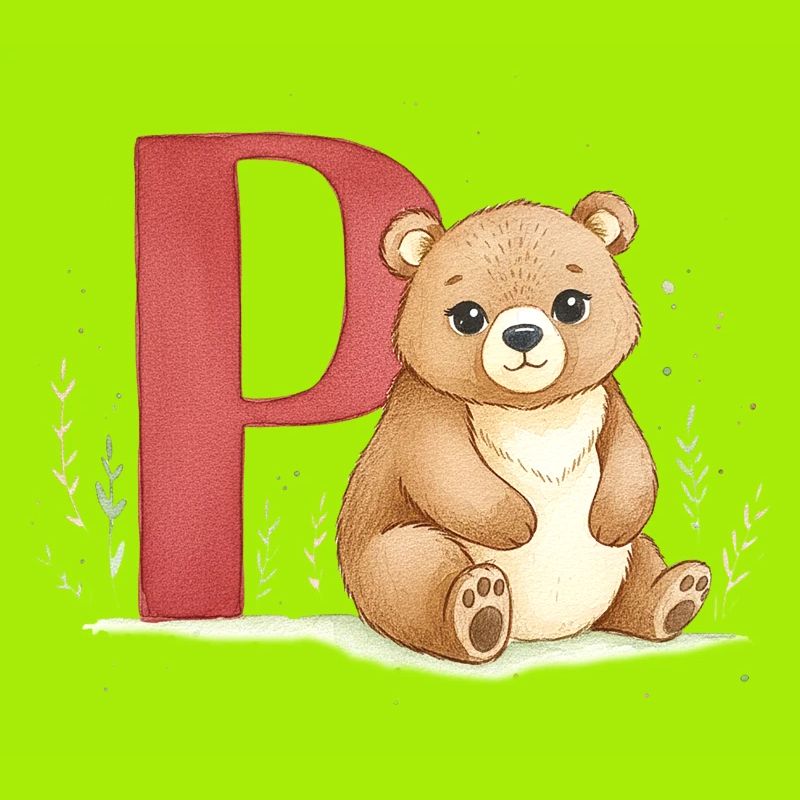 Bär mit Buchstabe P