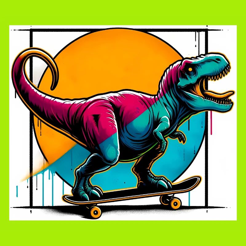 Dinosaurier auf Skateboard
