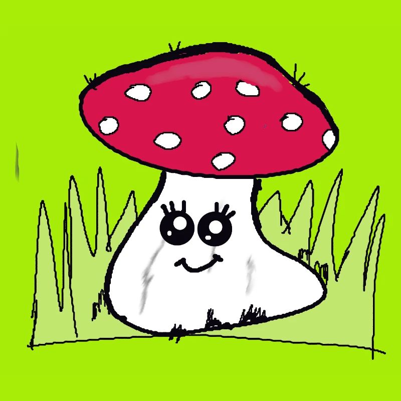 Zwinkernder Pilz mit rotem Hut