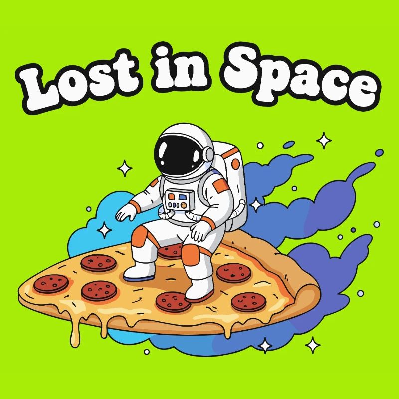 Astronaute sur une pizza dans l’espace