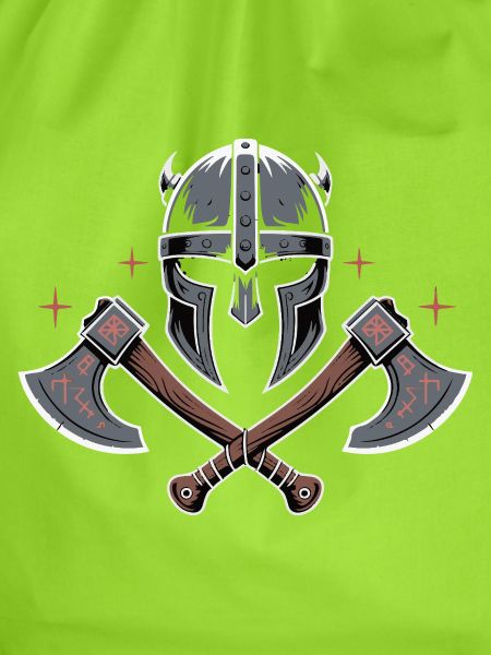 Helm- und Äxtdesign im Wikingerbardenstil