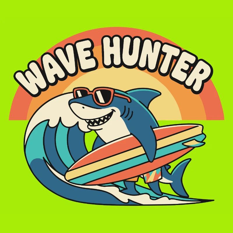Wave Hunter Shark Surf Sunset