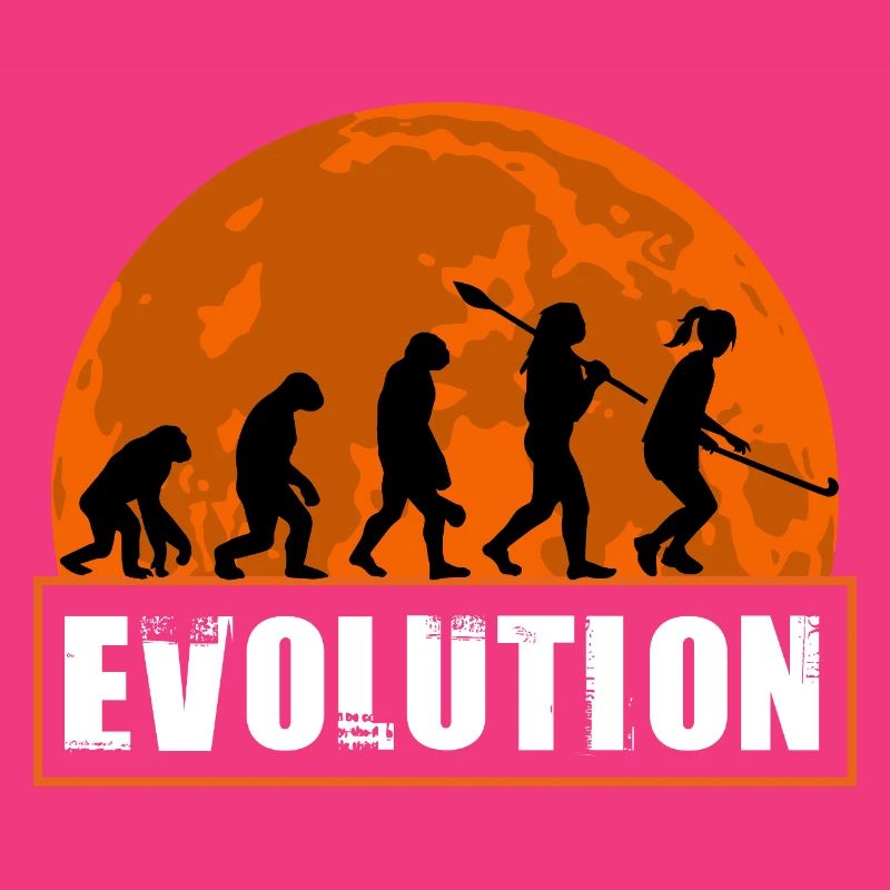 Silhouette du Coucher de Soleil de l’Évolution du Hockey sur gazon