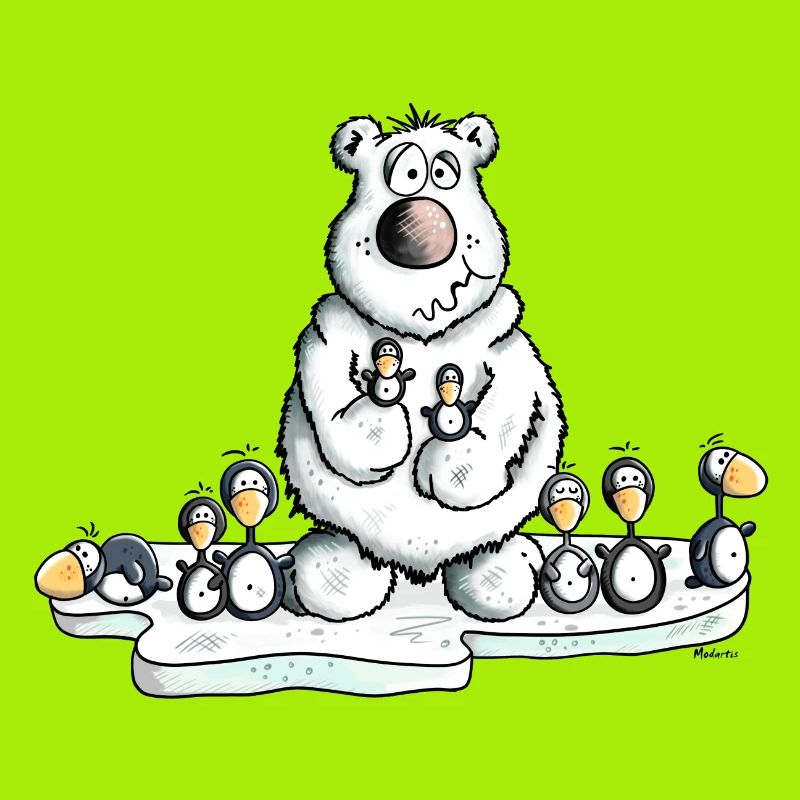 Eisbär mit Pinguinen