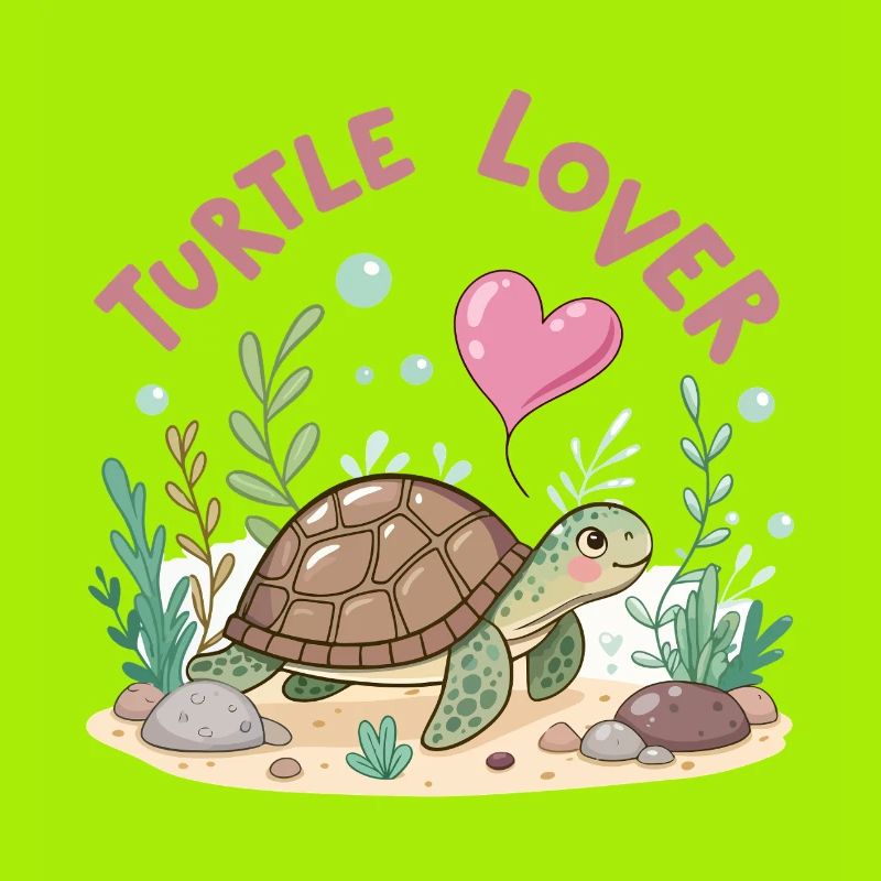 Pastel Flowered Turtle in Love
