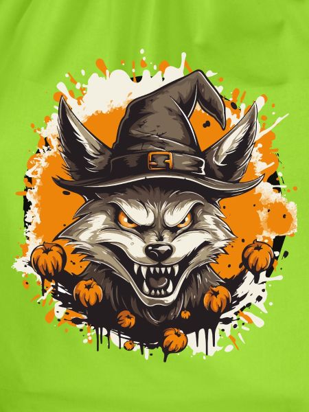 Waldwolf mit Halloweenhut