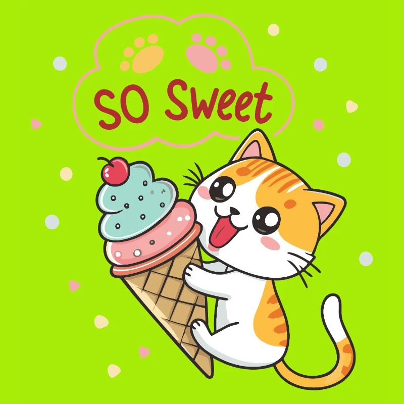 Chat gourmand avec glace pastel