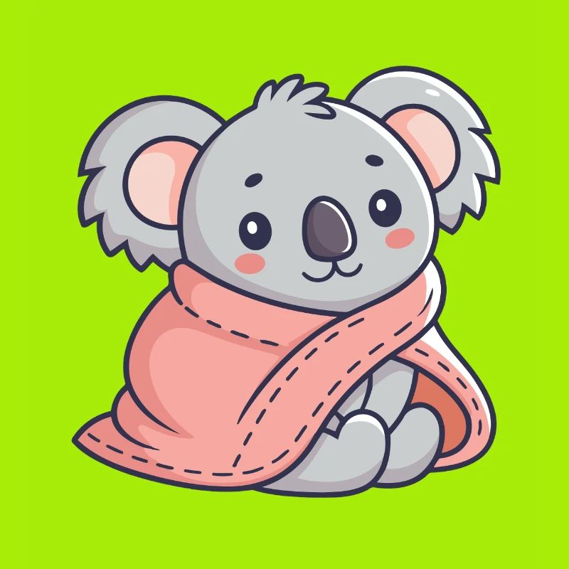 Koala cosy dans une écharpe rose