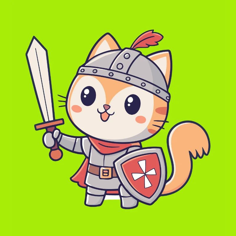 Chat Chevalier Épée et Bouclier