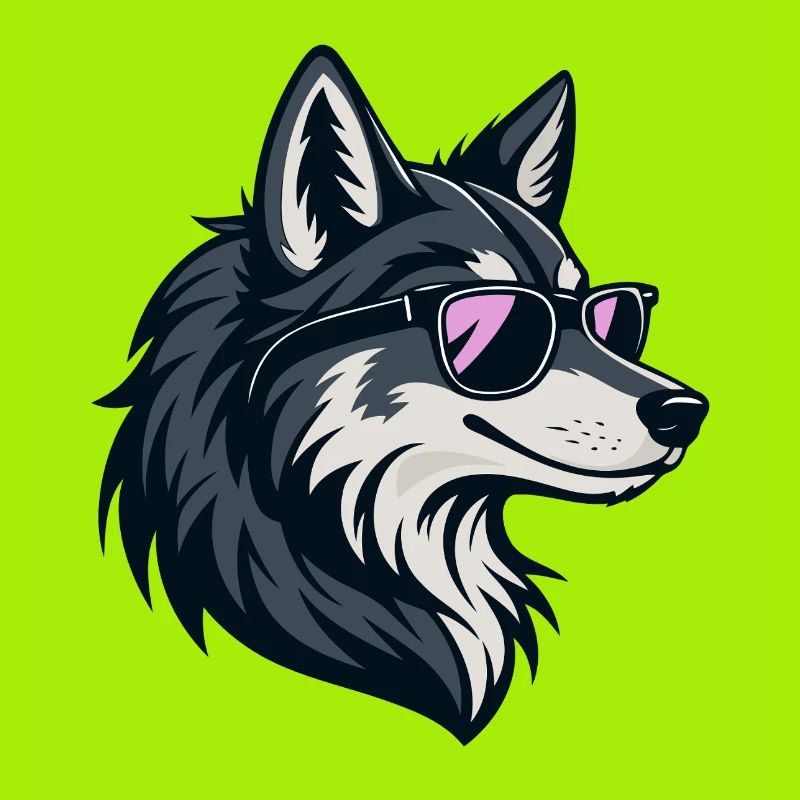 Schicker Wolf mit rosaroter Brille