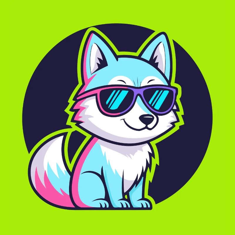 Neon Fox with Glasses