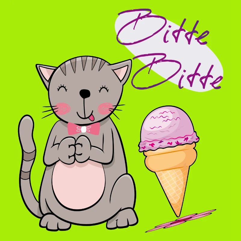 Chat avec cornet de crème glacée