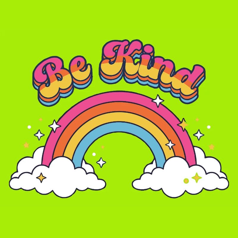 Sei freundlich Retro Regenbogen-Positive Vibes