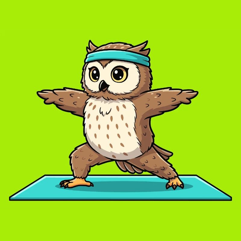 Yoga-Eulenvogel macht Kriegerposen-Kunst