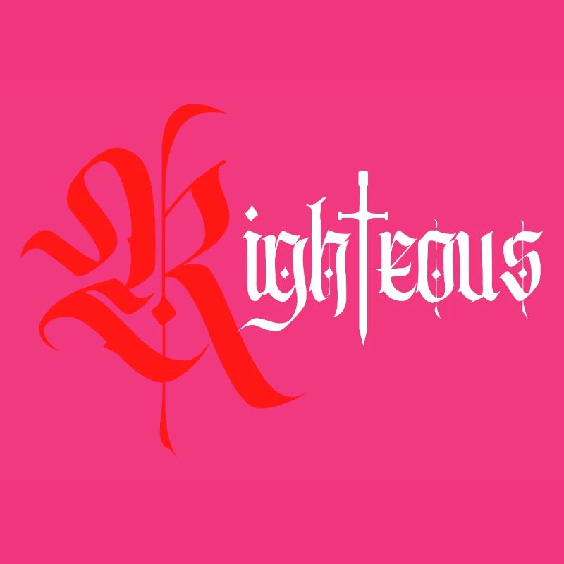 Gothique Righteous Design avec épée avec texte blanc