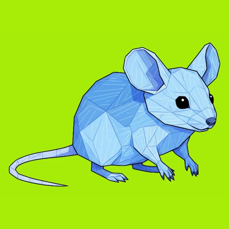 Blauer Low-Poly Maus