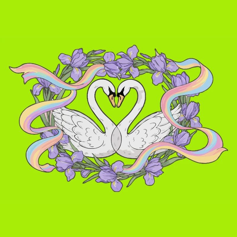 Swans love rainbow
