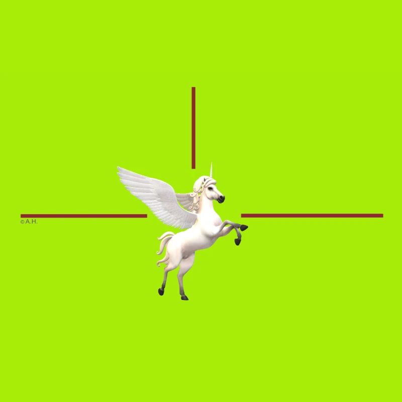 Licorne ailée devant des lignes rouges
