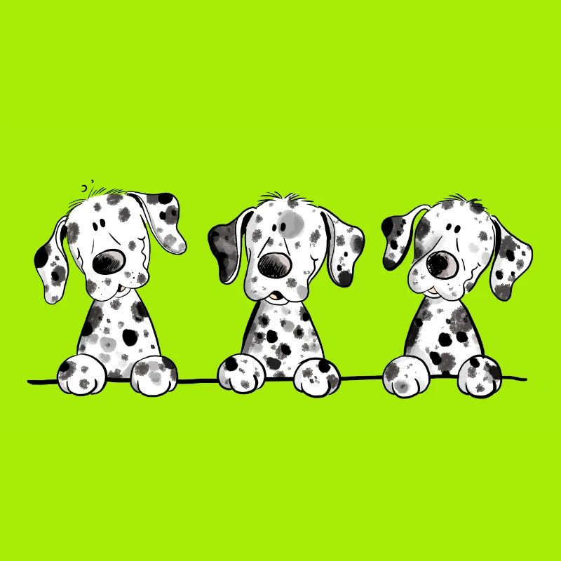 Witzige Dalmatiner Hunde Welpen Comic Geschenk