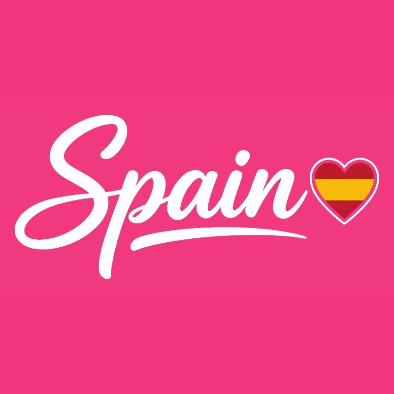 Spain Script with Heart Flag Patriotic