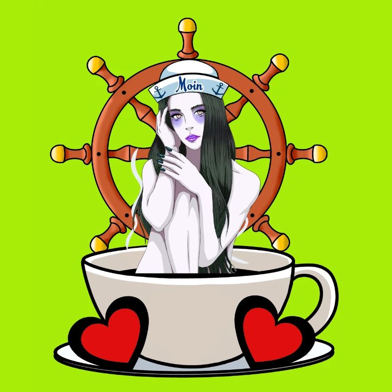 Kaffee Pause Seemann Matrosen Mädchen maritim Moin