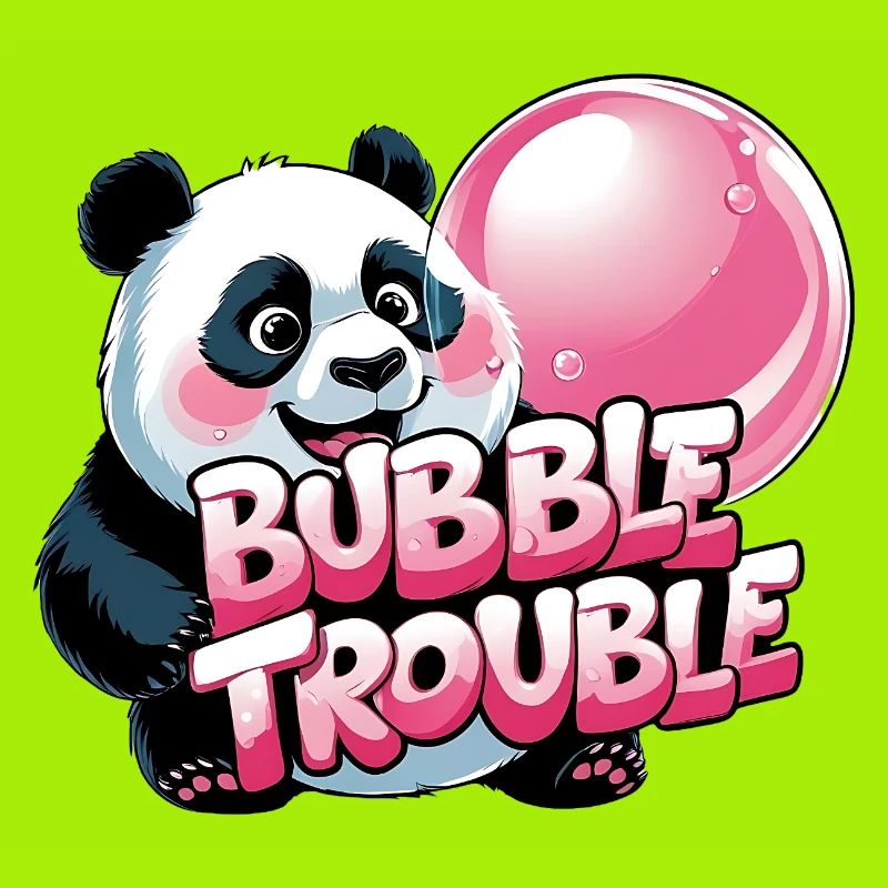 Panda mignon avec gâteau à bulles