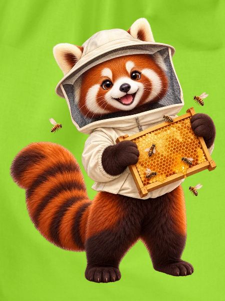 Roter Panda-Imker mit Wabenwabe