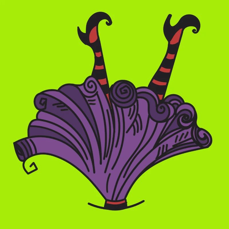 Upside down witch drawing