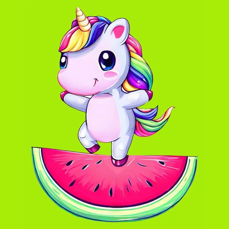 Licorne dansant sur pastèque - Drôle