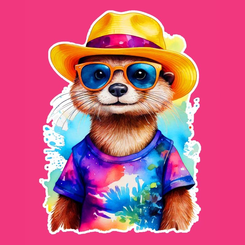 Otter mit Strohhut