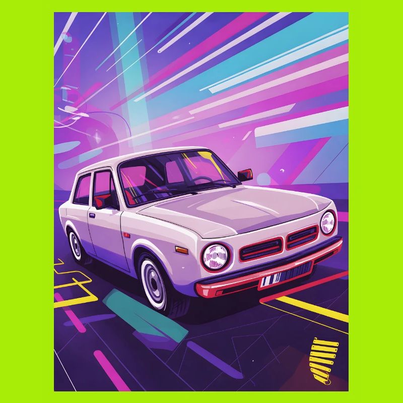 Synthwave Auto in retro style