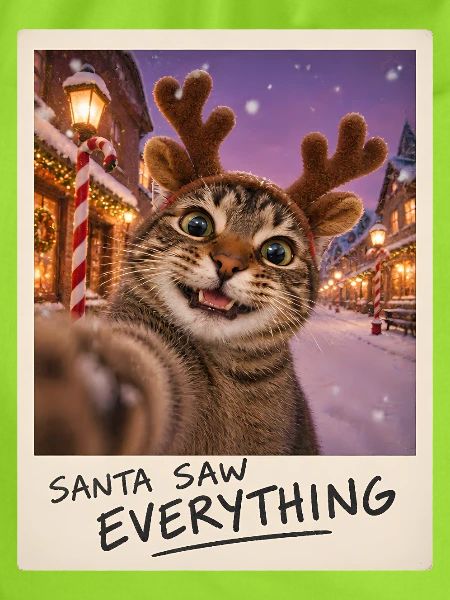 Santa Saw Everything Katze Selfie