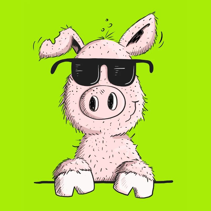 Smart pig with sunglasses