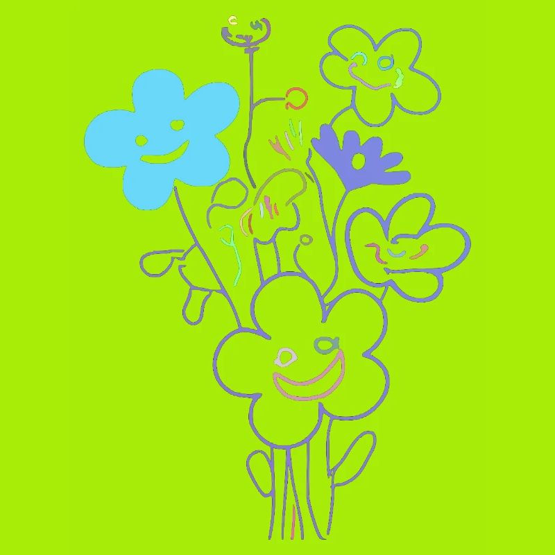 Cheerful flowers with neon lines