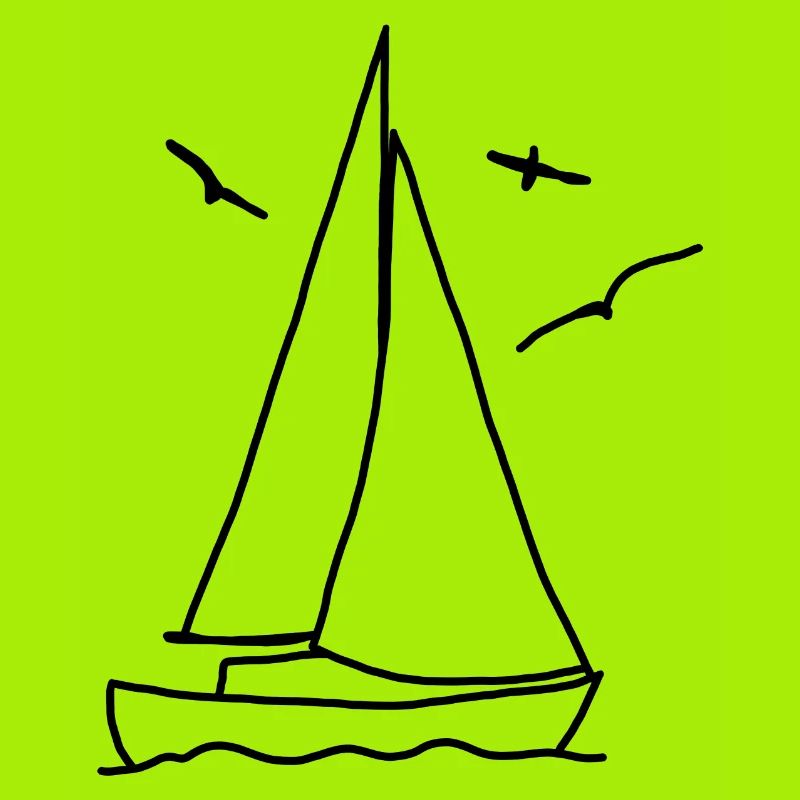 Segelboot mit Möven