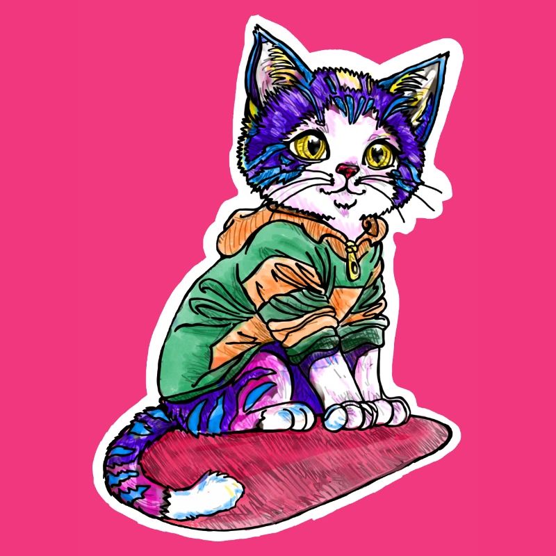 Chat en pull vert