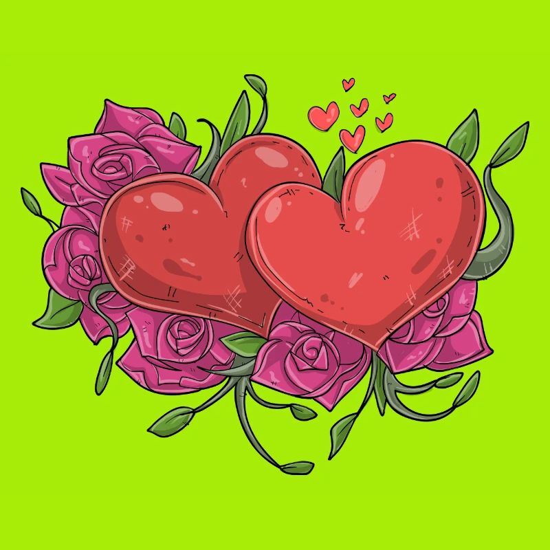 Hearts with flowers