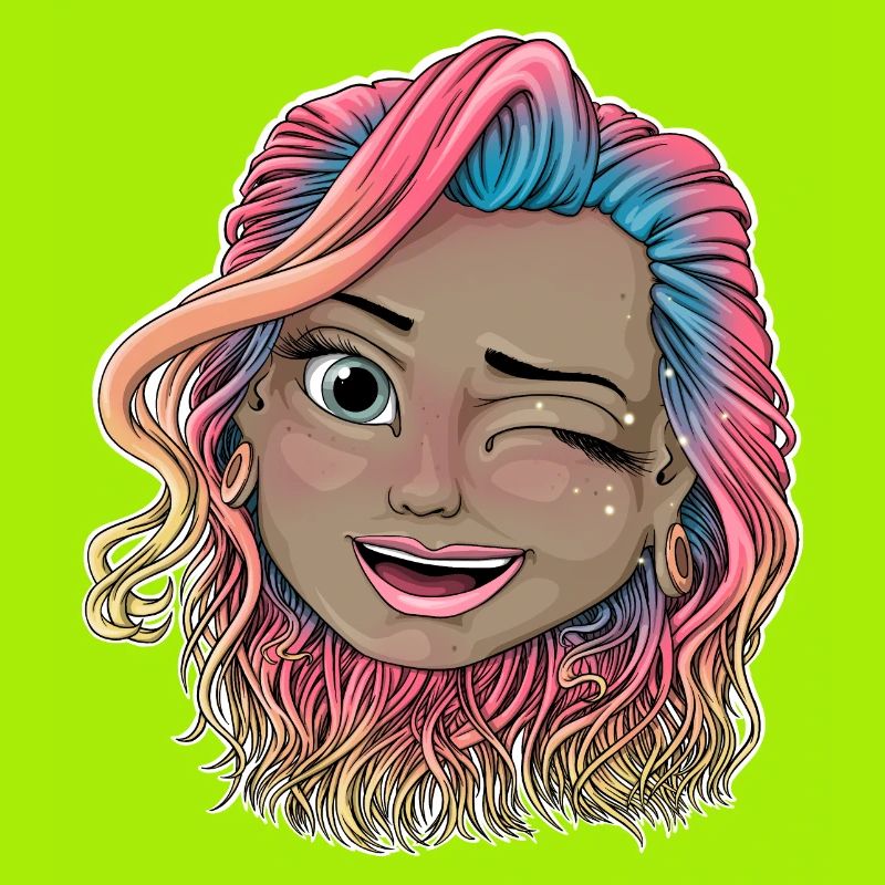 Vibrant Winking Illustration